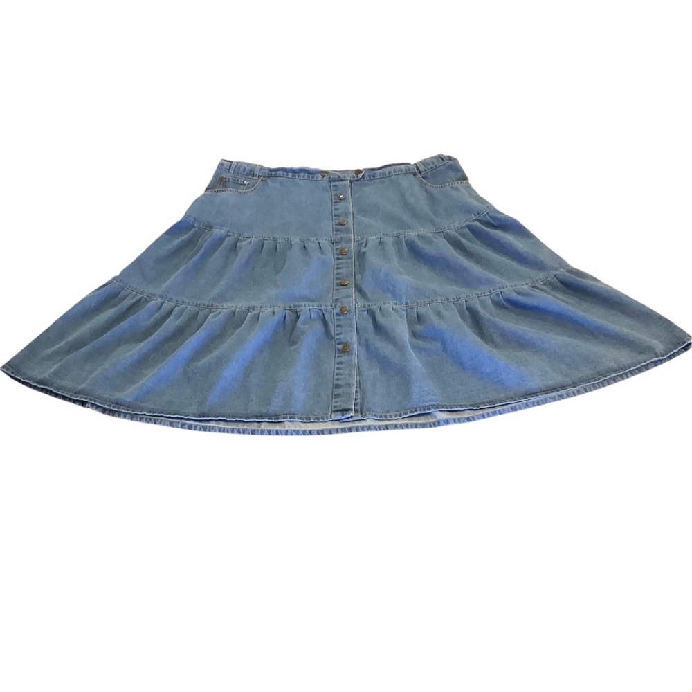 2X Denim Skirt Button-Front Long Midi Maxi Prairie Western CottageCore